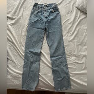 Abercrombie 90s Straight Ultra High-Rise Crossed Waist Light Wash Jeans 2 Long